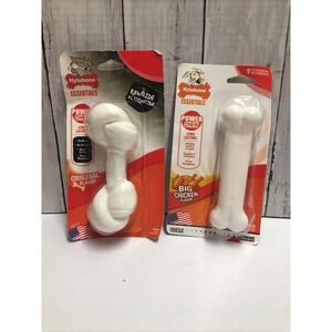 Set of 2 Nylabone Dog Chews Dog Bones Original & Chicken 5.5" for Medium Dog New